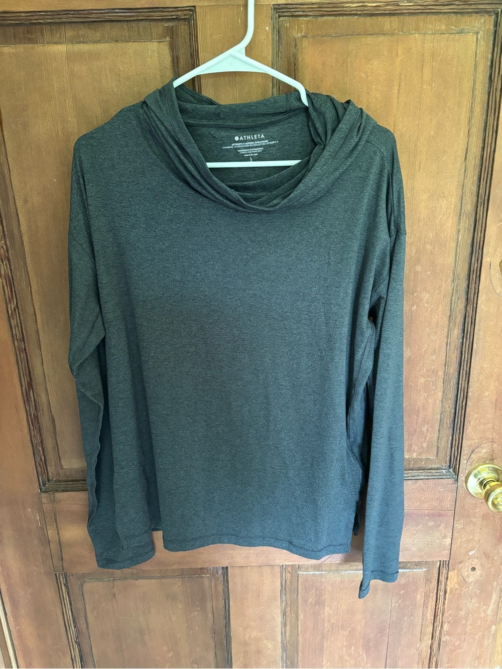 Athleta Dark Charcoal Hooded Long Sleeve Top